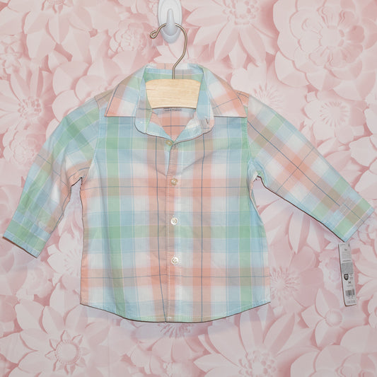NWT Pastel Plaid Shirt Size 6m