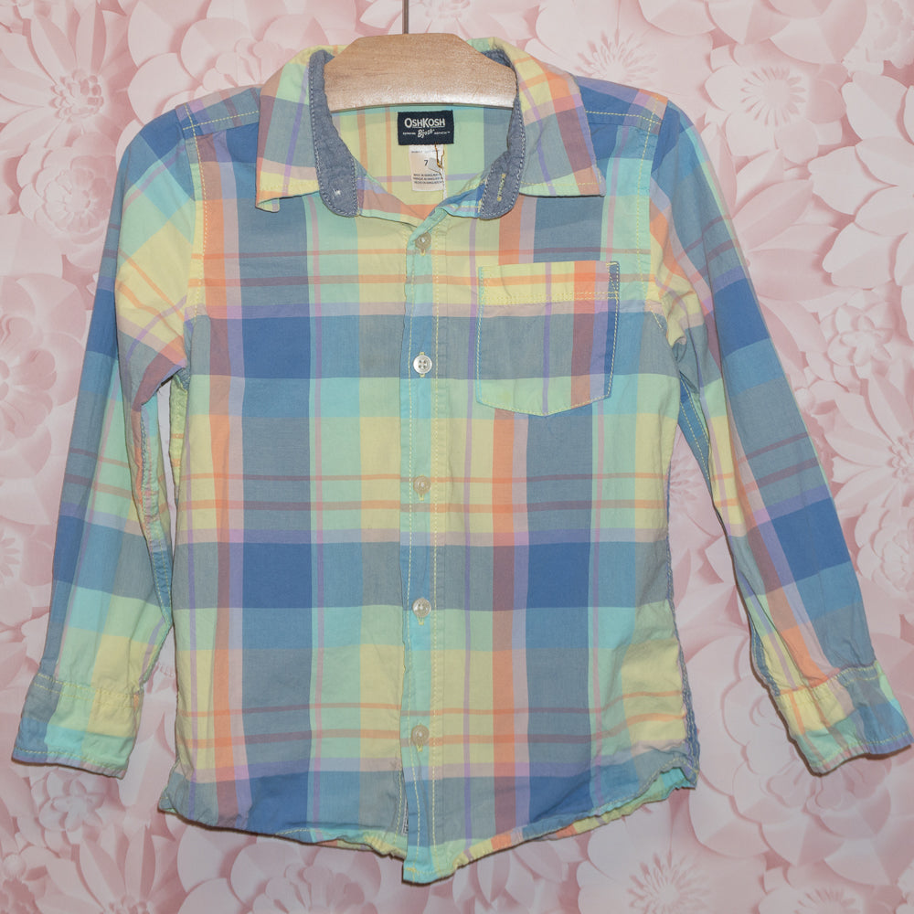 Pastel Plaid Shirt Size 7