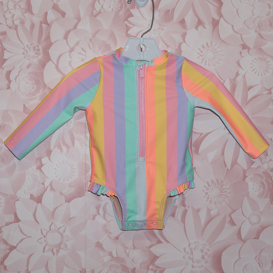 Striped Rashguard Swimsuit Size 3-6m