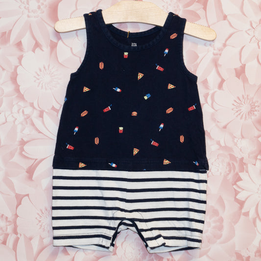 Snacks & Stripes Romper Size 12-18m