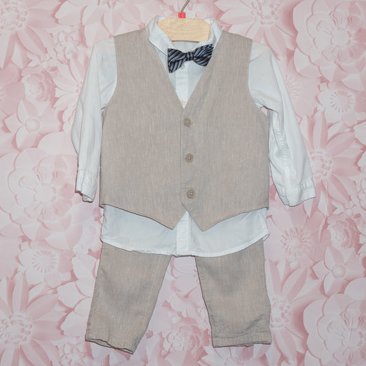 Linen Vest Formal Set Size 12-18m