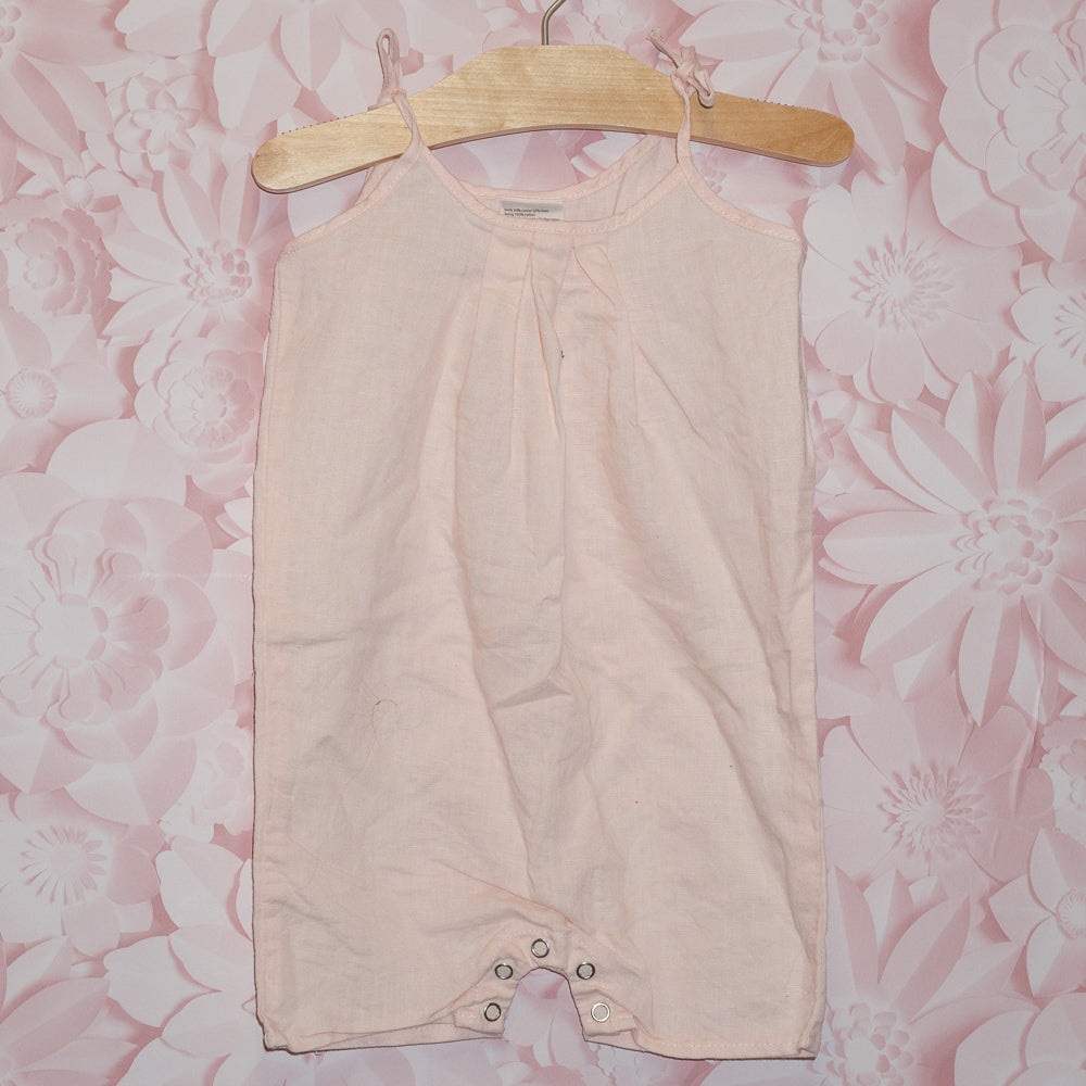 Pink Linen Shortie Romper Size 6-12m