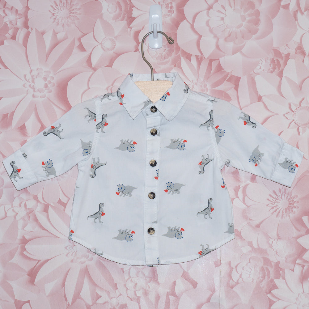 Dino Hearts Button-up Shirt Size 0-3m