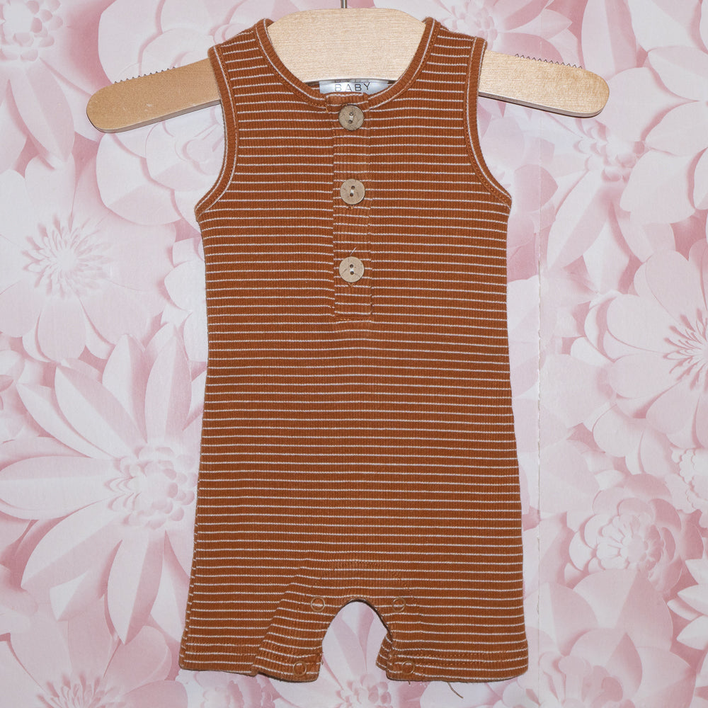 Striped Ribbed Shortie Romper Size 0-3m