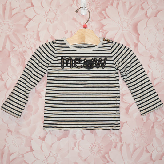 Meow Striped Shirt Size 2T
