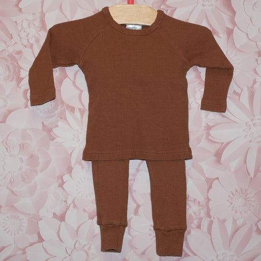 Brown Ribbed Set Size 6-12m