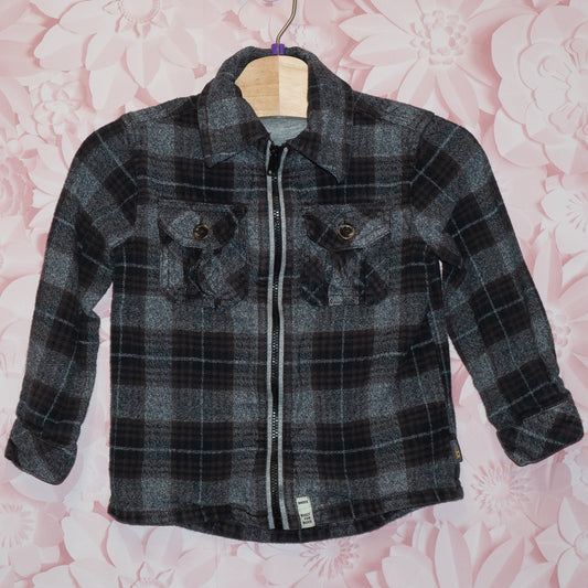 Plaid Zip-Up Shirt Size 3-4