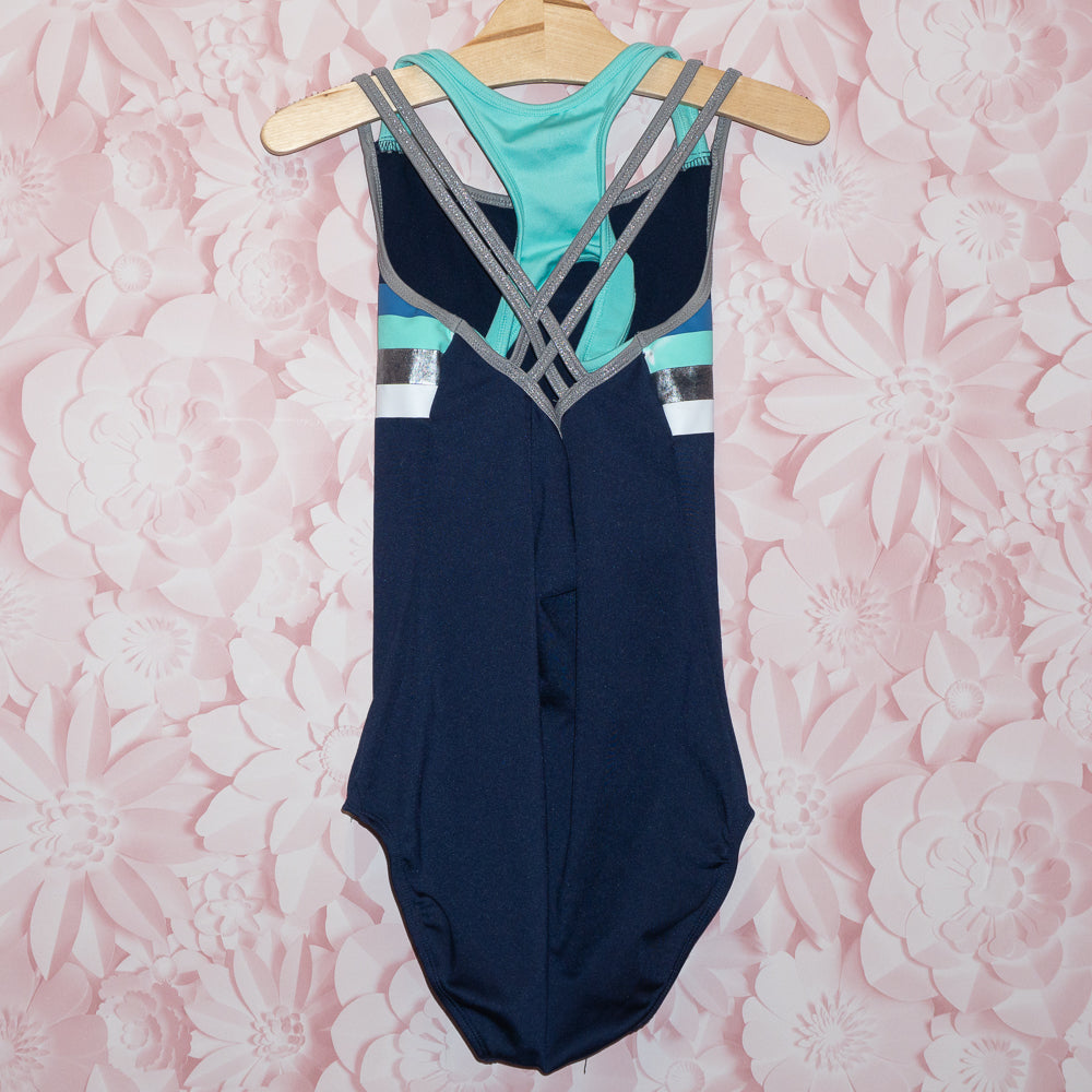 Navy Striped Leotard Size 12