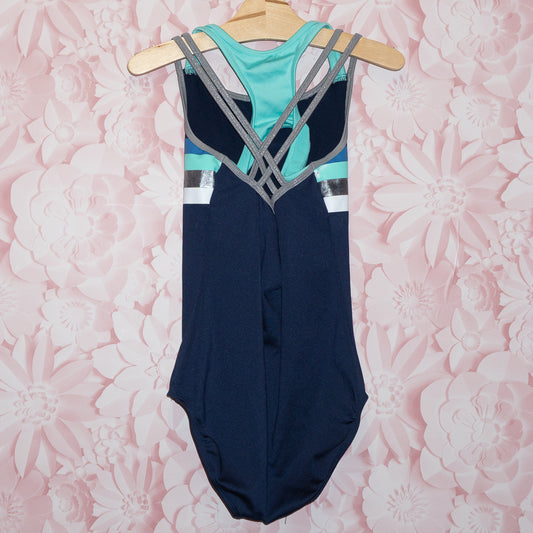 Navy Striped Leotard Size 12