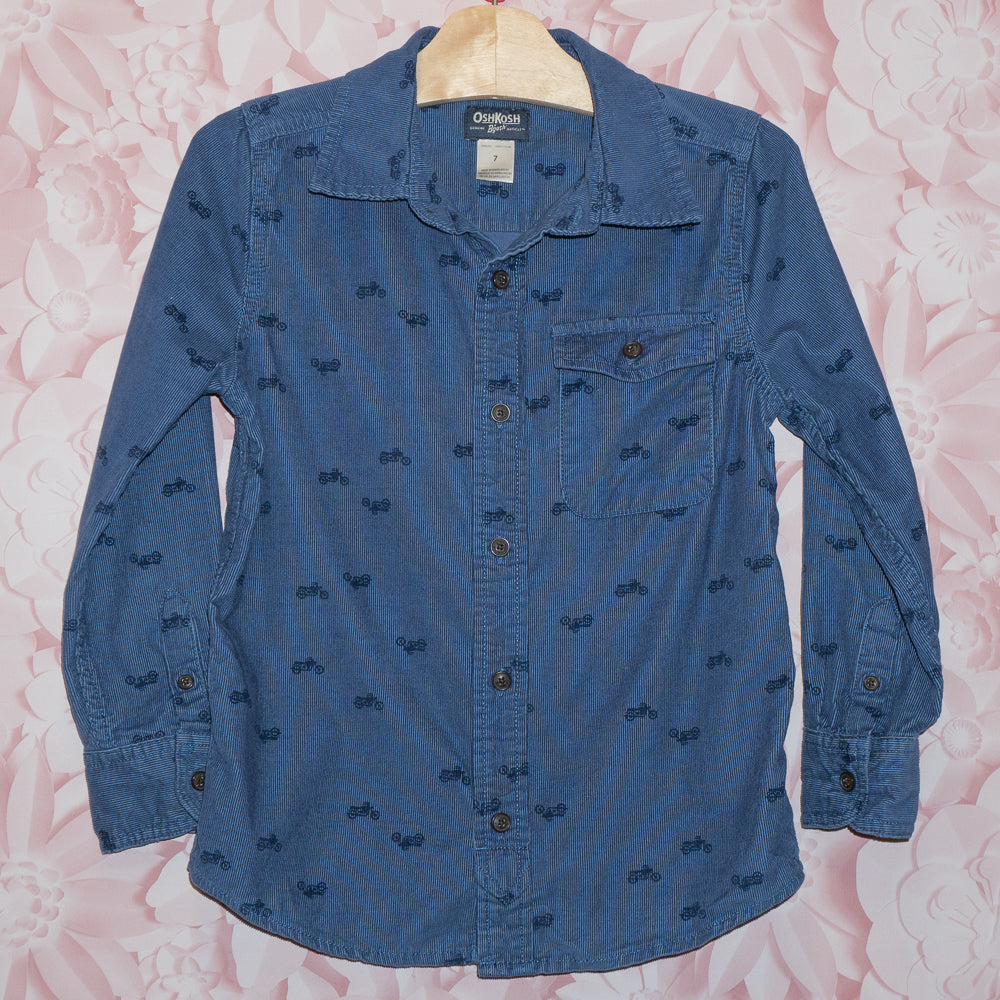 Corduroy Motorcycle Print Shirt Size 7
