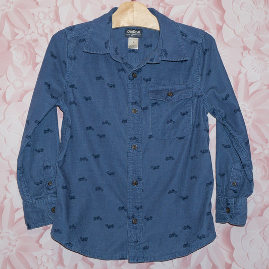 Corduroy Motorcycle Print Shirt Size 7