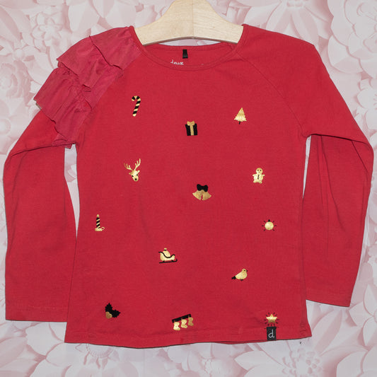 Ruffle Christmas Tee Size 6