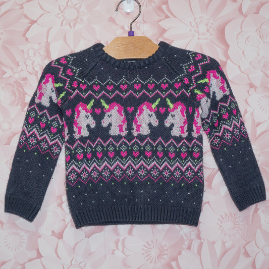 Unicorn Fair Isle Sweater Size 3