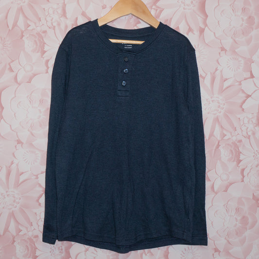 Navy Button Neck Shirt Size 10-12