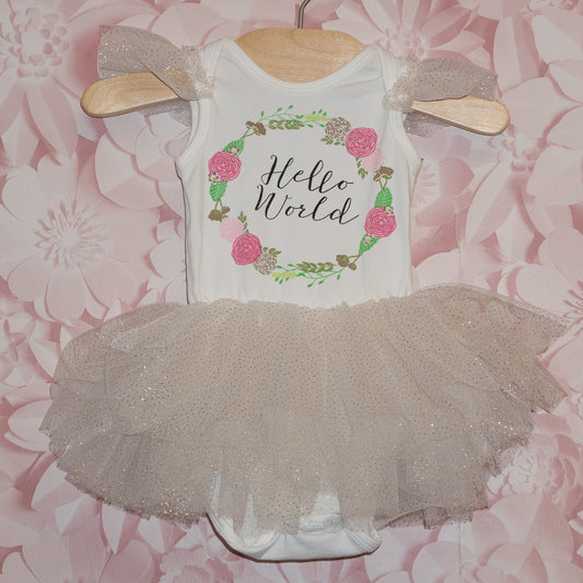 Hello World Tutu Dress Size 0-3m