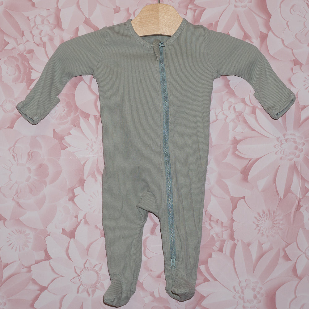 Green Ribbed Sleeper Size 0-3m