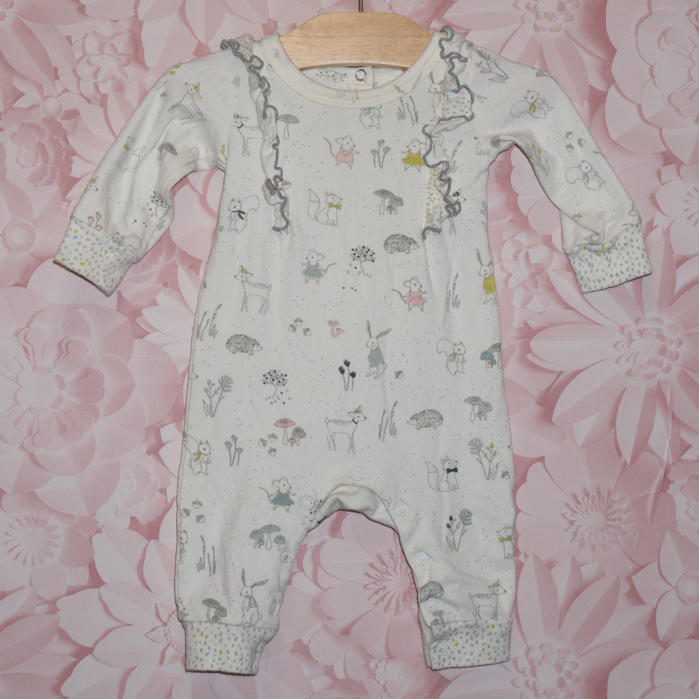 Ruffled Woodland Animal Romper Size 3-6m