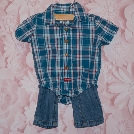 Denim & Plaid Wrangler Set Size 3m