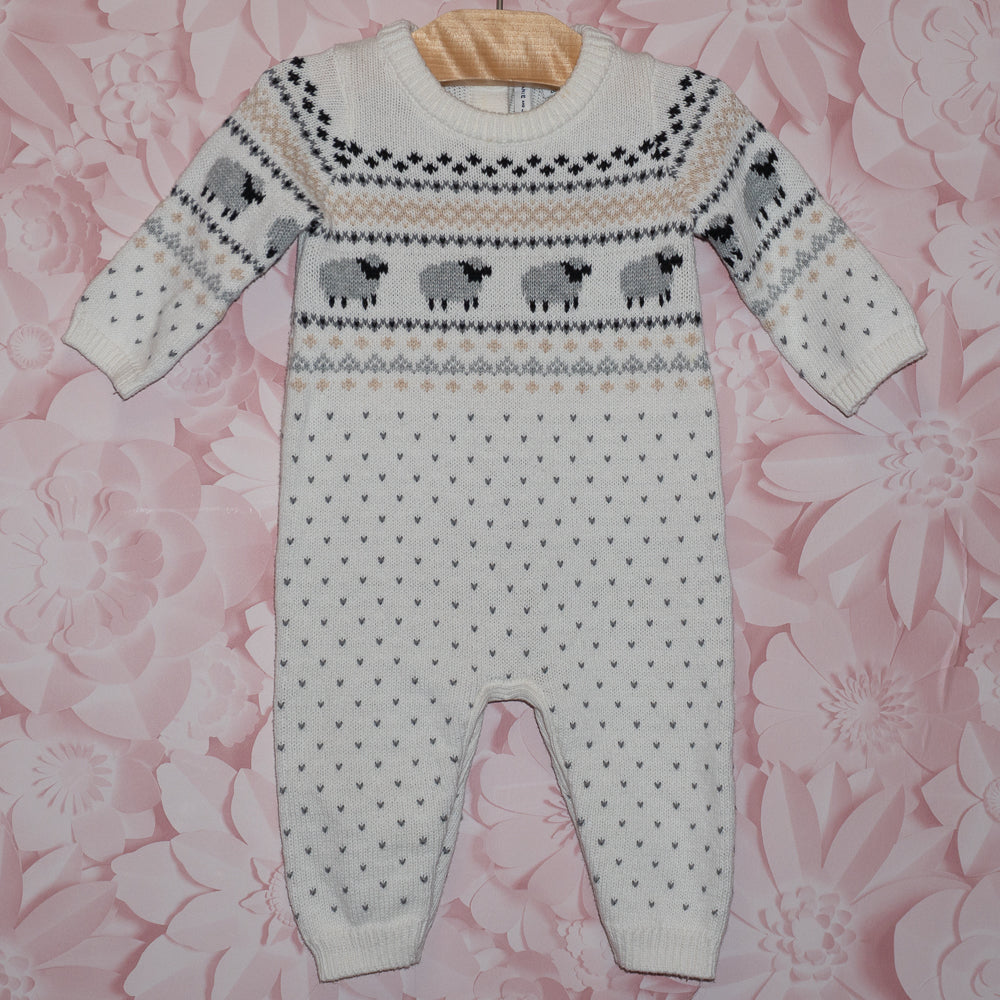 Sheep Fair Isle Knit Romper Size 0-3m