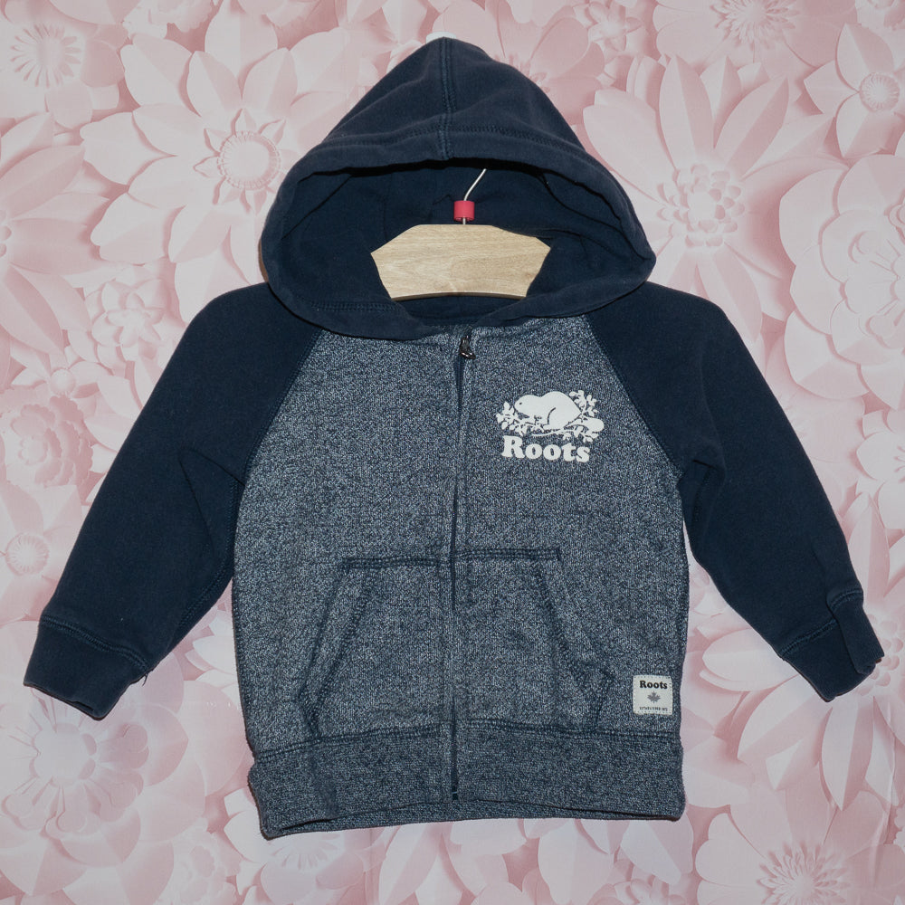 Heather Blue Roots Zip Hoodie Size 6-12m