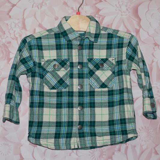 Green Plaid Flannel Shirt Size 2T