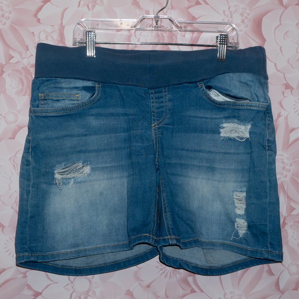 Distressed Denim Maternity Shorts Size S