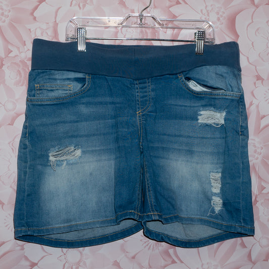 Distressed Denim Maternity Shorts Size S