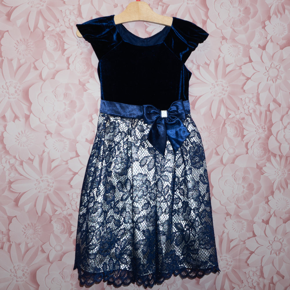 Blue Velvet & Silver Dress Size 6