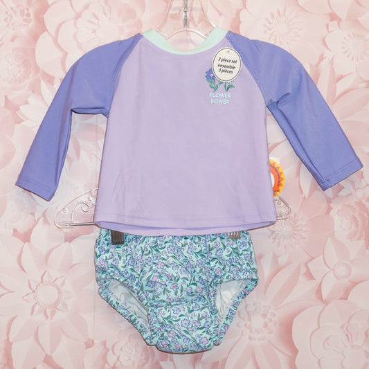 NWT Flower Power Swim Diaper Set Size 6-12m