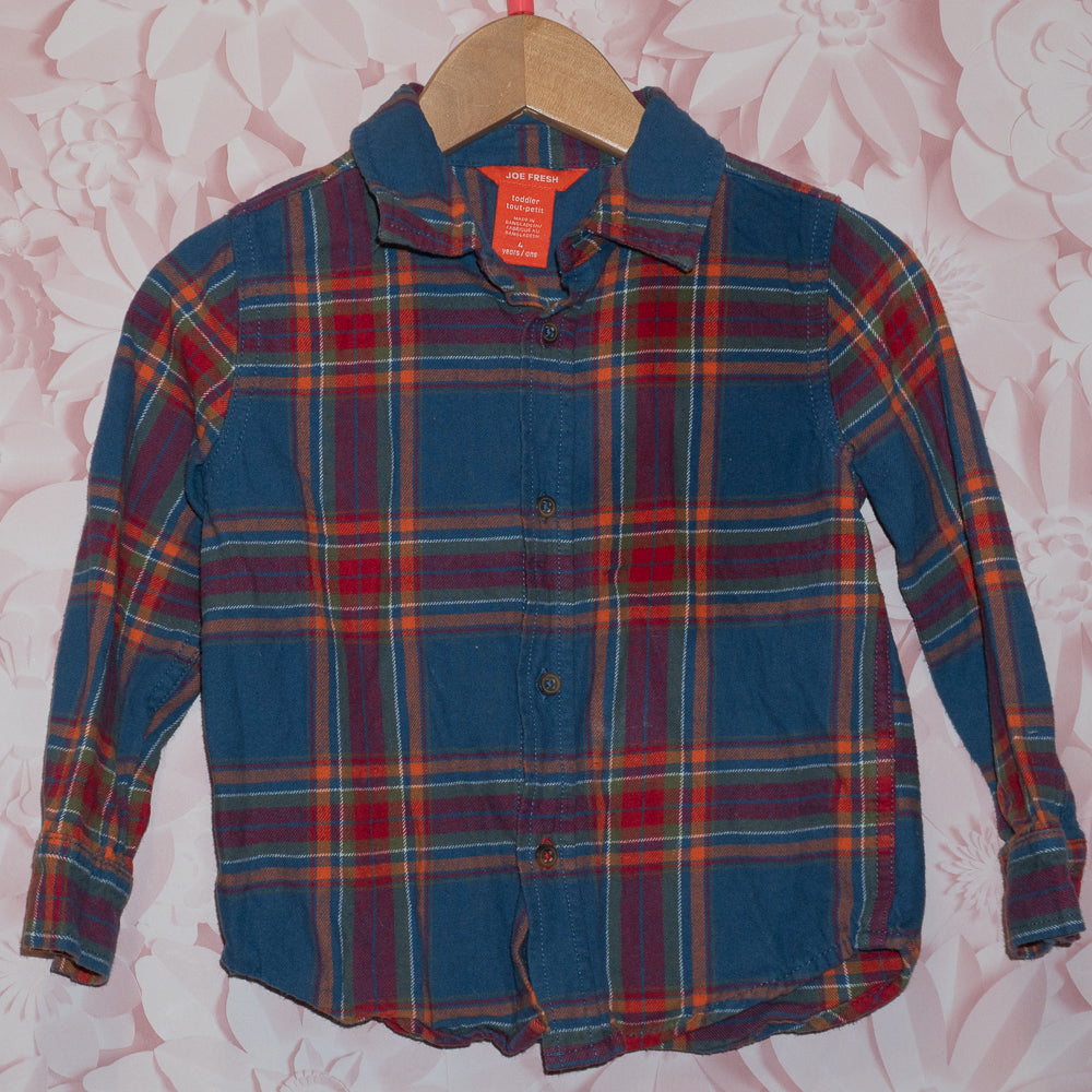 Colourful Plaid Flannel Shirt Size 4