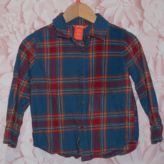 Colourful Plaid Flannel Shirt Size 4