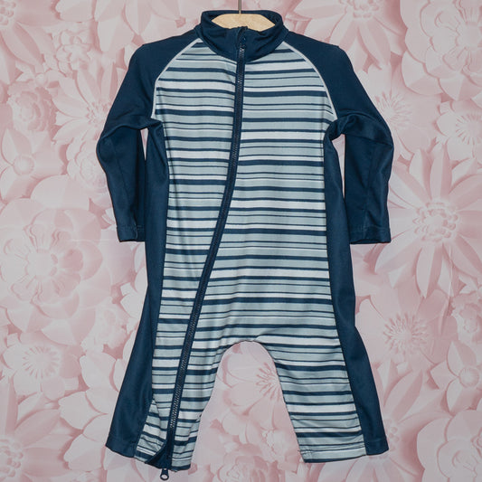 Striped Full-Coverage Swimsuit Size 0-6m
