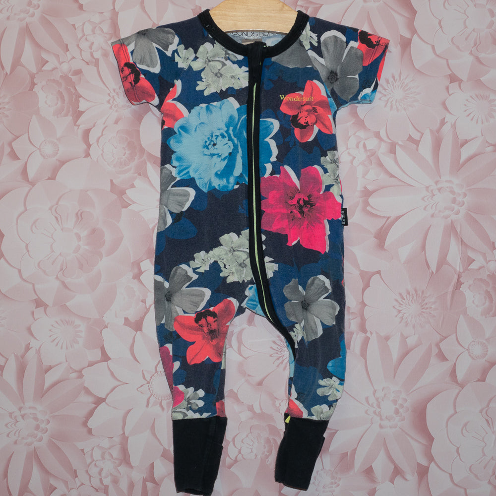Large Floral Print Bonds Wondersuit Size 3-6m