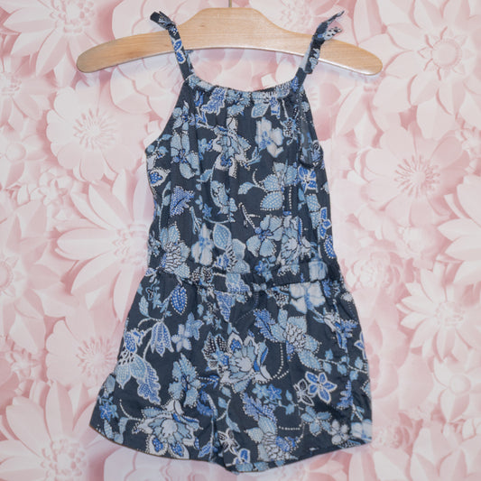 Blue Floral Shortie Romper Size 4