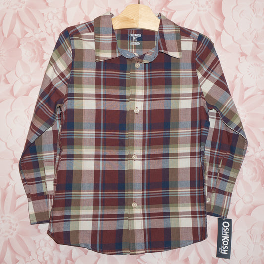 NWT Burgundy Plaid Shirt Size 7