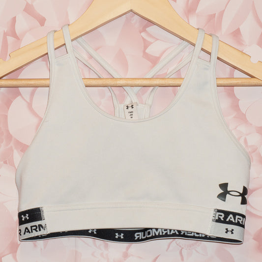 UA White Sports Bra Size MD (10-12)