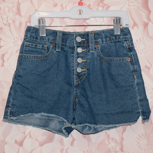 Dark Snap-Fly Denim Shorts Size 8