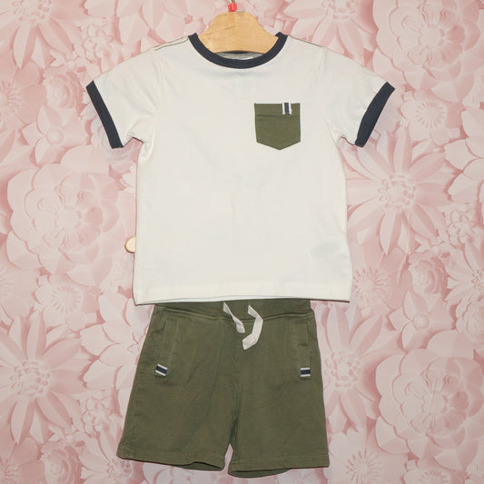 White & Green Shorts Set Size 24m