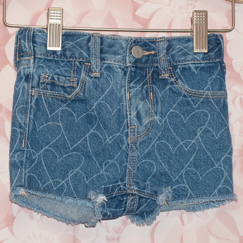 Denim Heart Print Shorts Size 18-24m