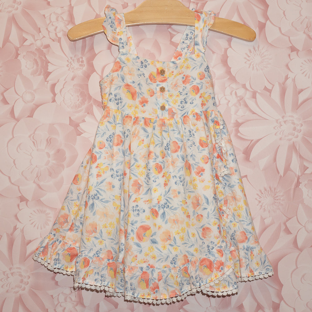 White Floral Strapless Dress Size 2T