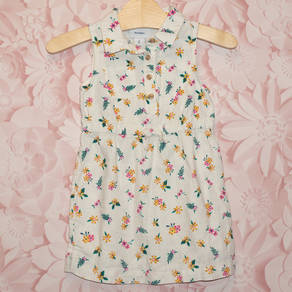 Sleeveless Linen Floral Dress Size 2T