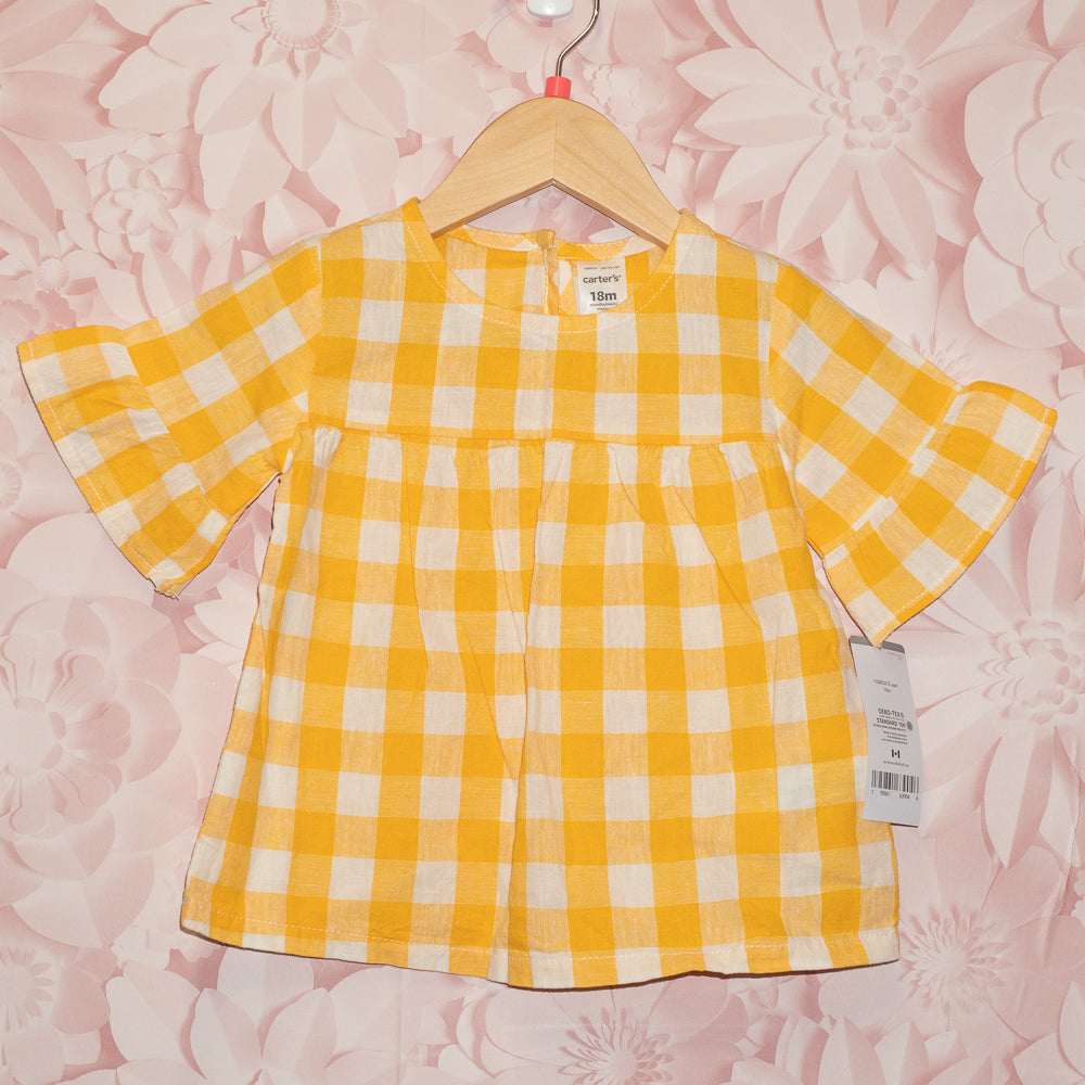 NWT Yellow Gingham Top Size 18m