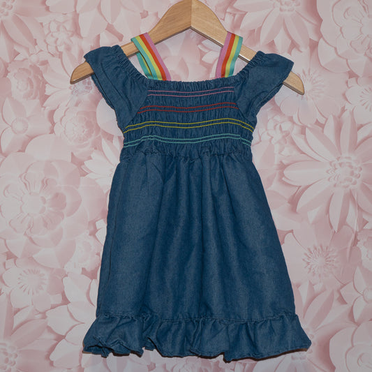 Denim Rainbow Dress Size 18m