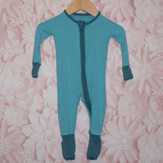 Blue Ribbed Bamboo Sleeper Size 0-3m
