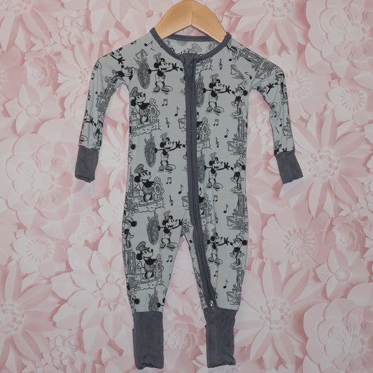 B&W Mickey Mouse Bamboo Sleeper Size 0-3m