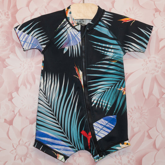 Black Leafy Swimsuit Size 3-6m