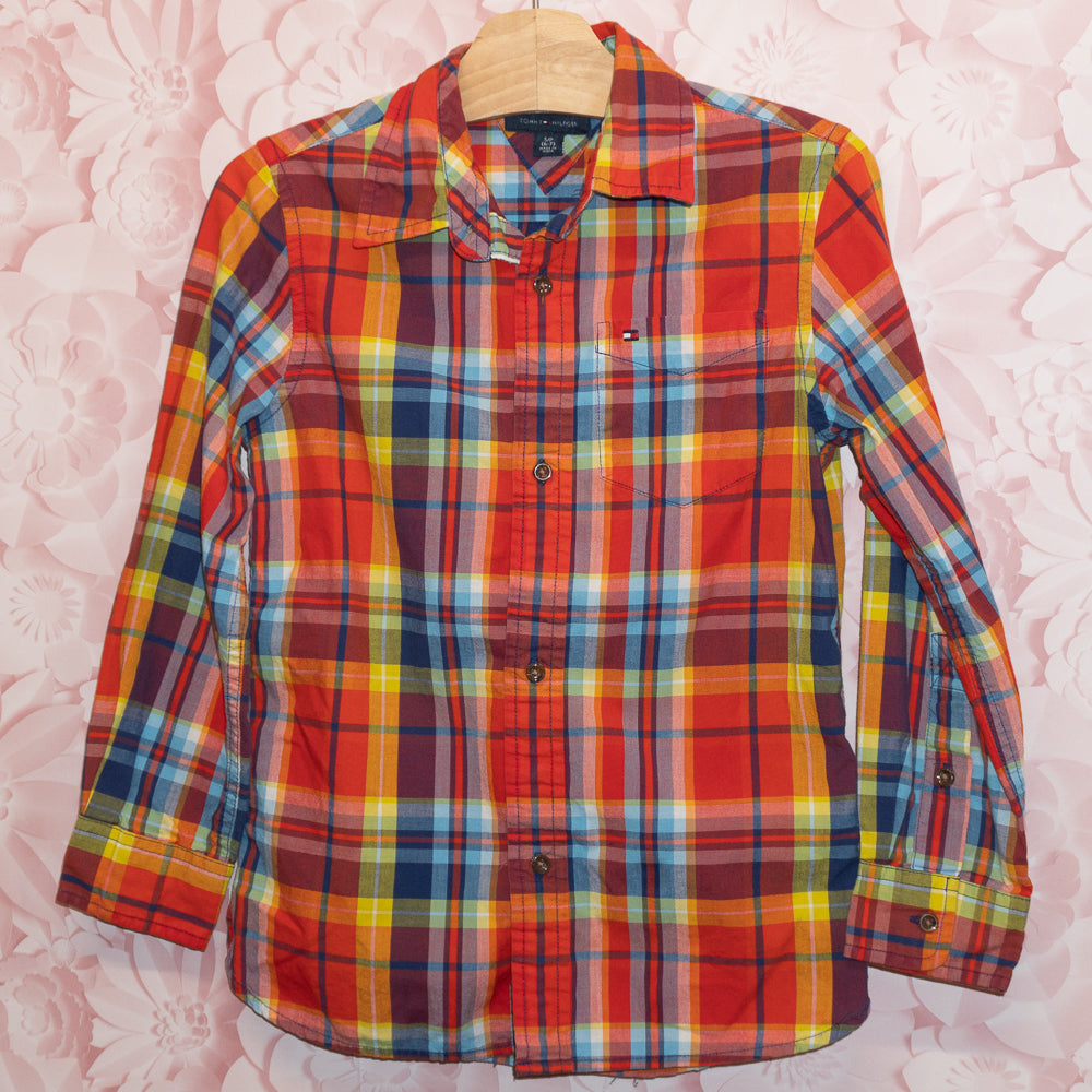 Orange Plaid Shirt Size 6-7
