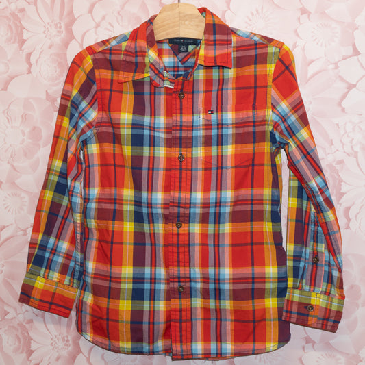 Orange Plaid Shirt Size 6-7