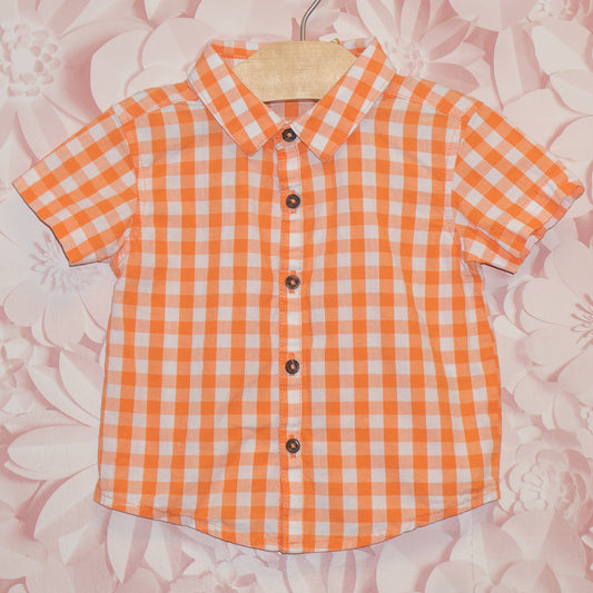 Orange Plaid Shirt Size 6-12m