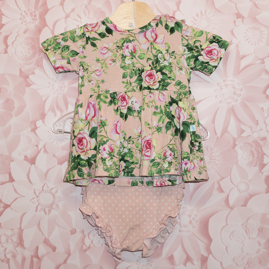 Bamboo Rose & Dot Bummie Set Size 6-12m